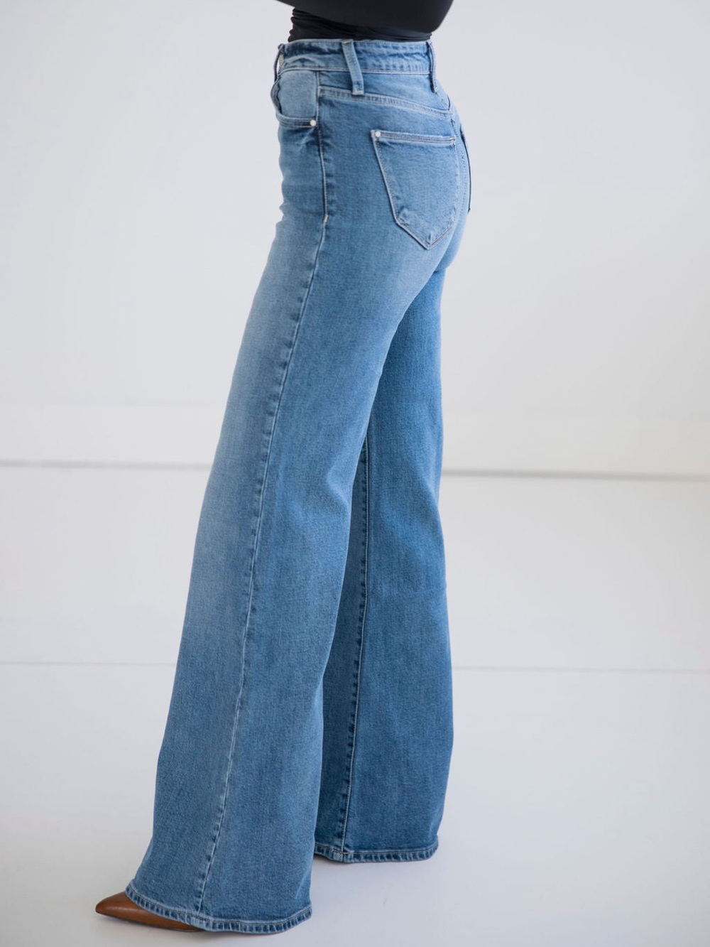 Petra Flare Jeans Size 9/28 Blue Medium Wash Full Length Fading Throughout NWT - Picture 2 of 14